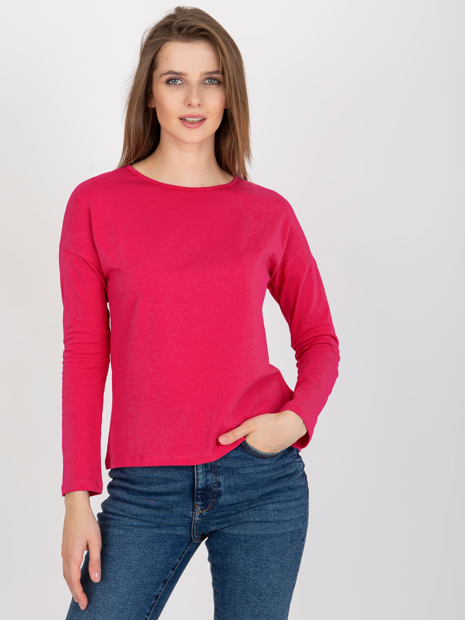Dámske fuchsiové tričko s dlhým rukávom RV-BZ-5121.18-fuchsia Veľkosť: XL