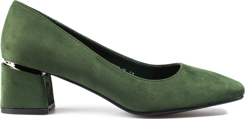 Dámske zelené lodičky na nízkom podpätku 23-2248GR Veľkosť: 36