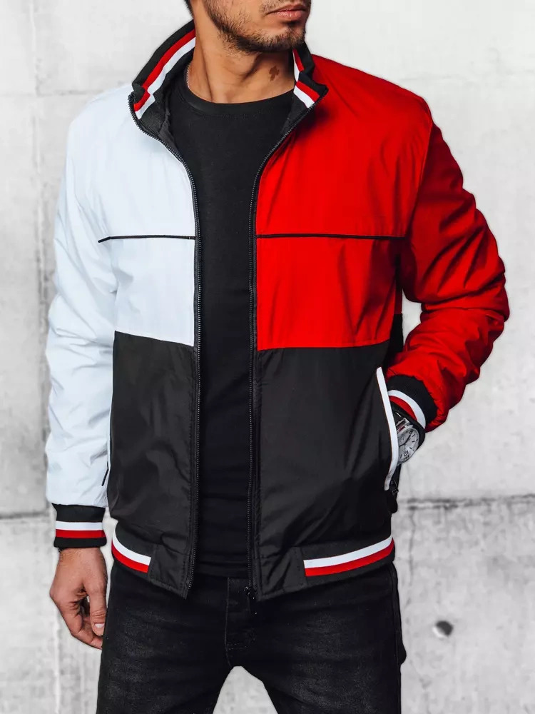 Červeno-modro-biela prechodná pánska bunda TX4354 Veľkosť: M