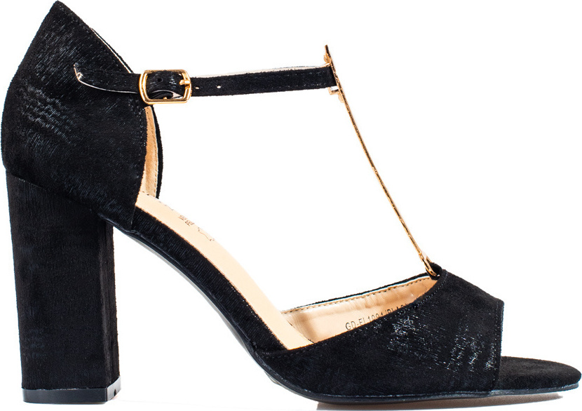 Čierne dámske klasické sandále na vysokom podpätku GD-FL1094B Veľkosť: 37