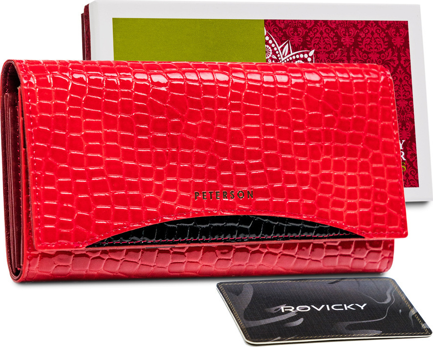 Peterson Červená krokodília peňaženka Y066 PTN MC-467 Veľkosť: ONE SIZE