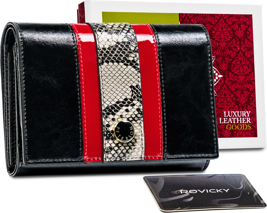 Peterson Čierna peňaženka s pruhmi Y071 PTN ST-445 Veľkosť: ONE SIZE