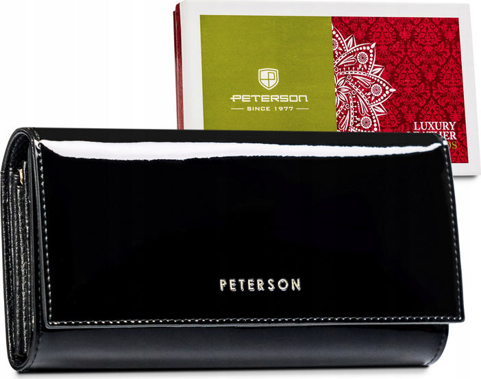 Peterson Čierna lesklá dámska peňaženka Y081 PTN BC-490-1420 BLAC Veľkosť: ONE SIZE