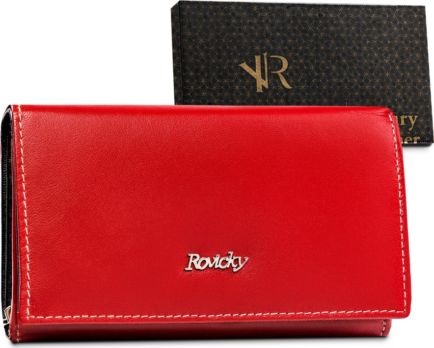 Rovicky Klasická červená kožená peňaženka V124 R-RD-21-GCL Red- Veľkosť: ONE SIZE