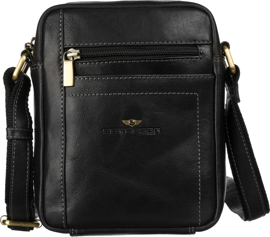 Peterson Čierna crossbody z kože PTN TB-117-COM BLACK Veľkosť: ONE SIZE