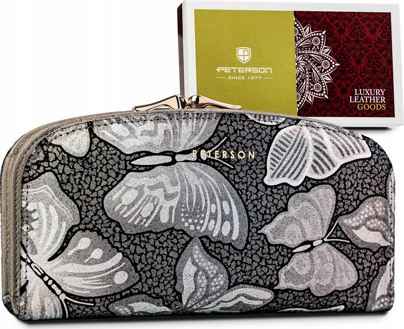 Peterson Sivá zaoblená peňaženka s motýlikmi Y120 42123-ONBF Veľkosť: ONE SIZE