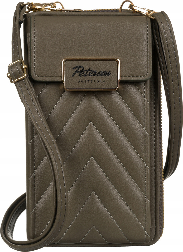 Peterson Sivá prešívaná crossbody kabelka/peňaženka [DH] PTN M-10 Veľkosť: ONE SIZE