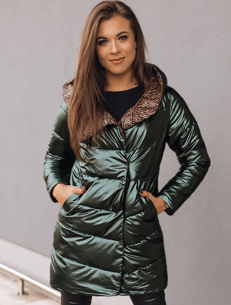 Zelená dámska obojstranná bunda DELSY LONG TY3480 Veľkosť: M