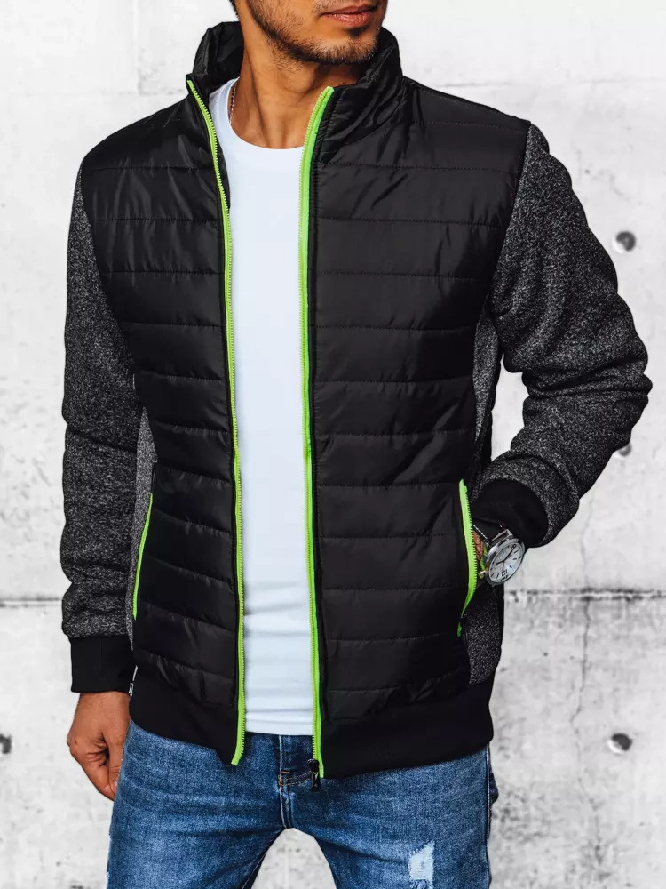 Čierna prechodná bunda so zeleným zipsom TX4398 Veľkosť: M