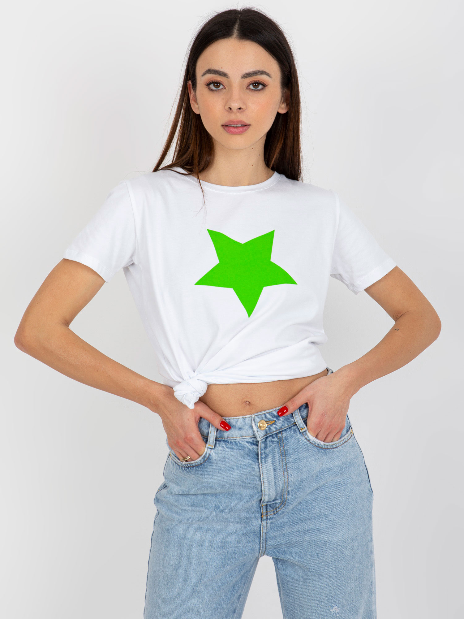 Bielo-zelené tričko s hviezdou RV-TS-8626.00-white-green Veľkosť: L/XL