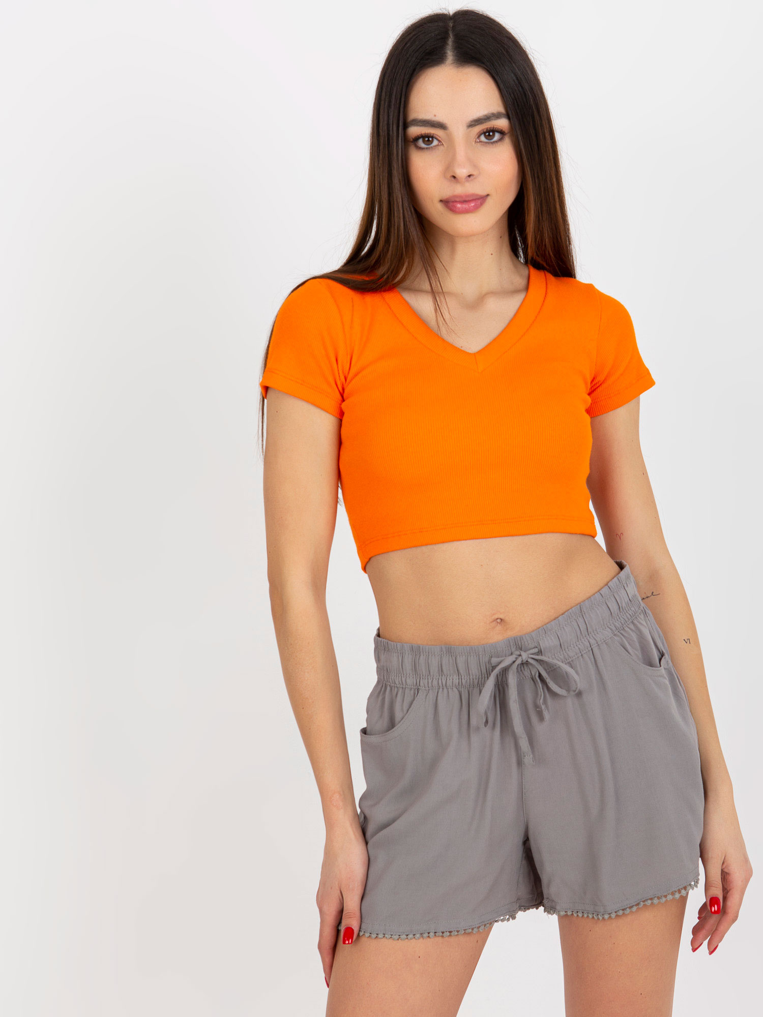 Sivé ležérne šortky D73760M61531KH-grey Veľkosť: S