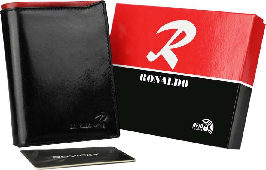 Ronaldo Peňaženka s červenou vsadkou K047 D1072-VT BLACK-RED Veľkosť: ONE SIZE