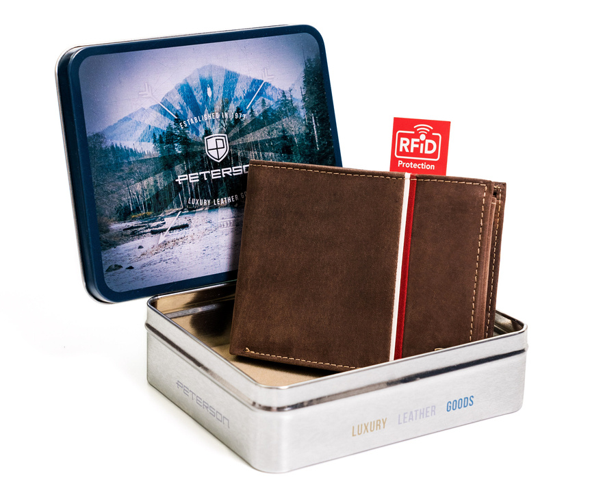 Peterson Hnedá peňaženka s prúžkami W007 PTN 304P-01 Veľkosť: ONE SIZE