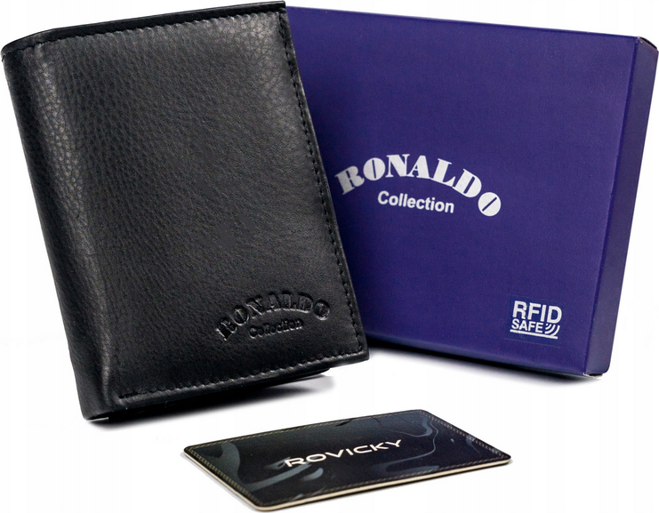 Ronaldo Čierna pánska peňaženka z kože K053 0800-D BLACK Veľkosť: ONE SIZE