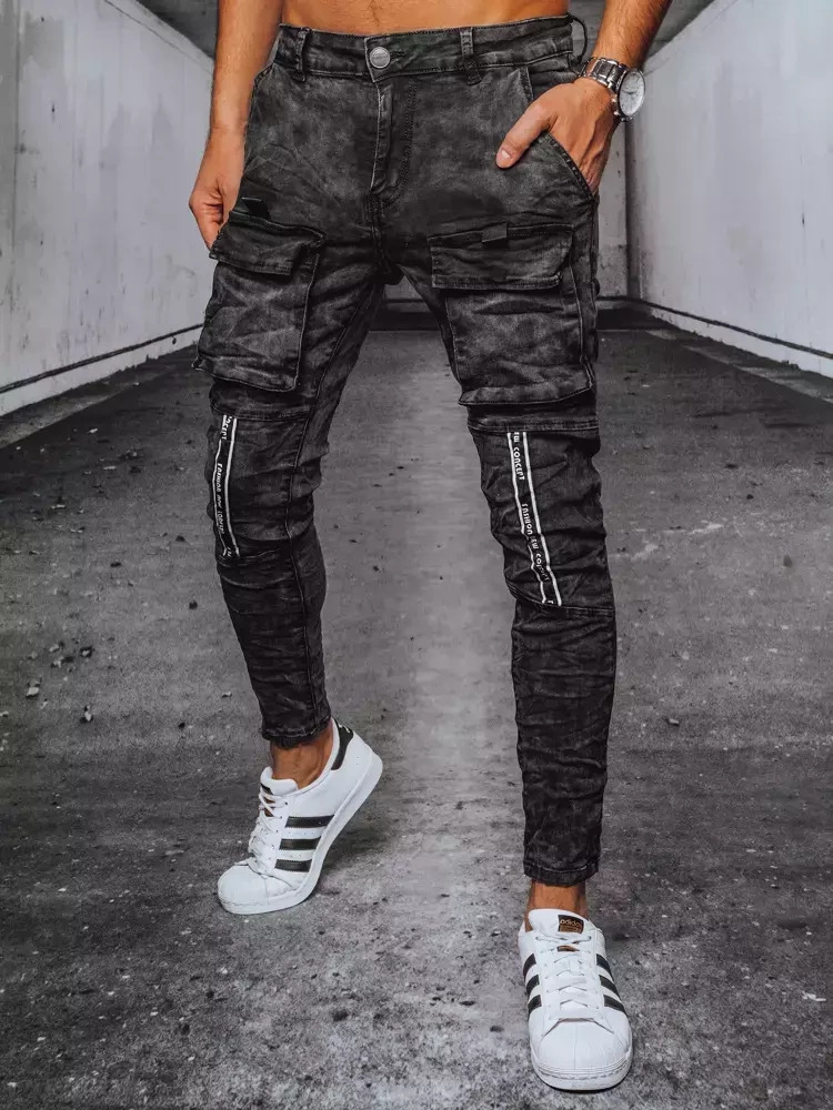 Čierne pánske džínsové cargo nohavice UX3580 Veľkosť: 32