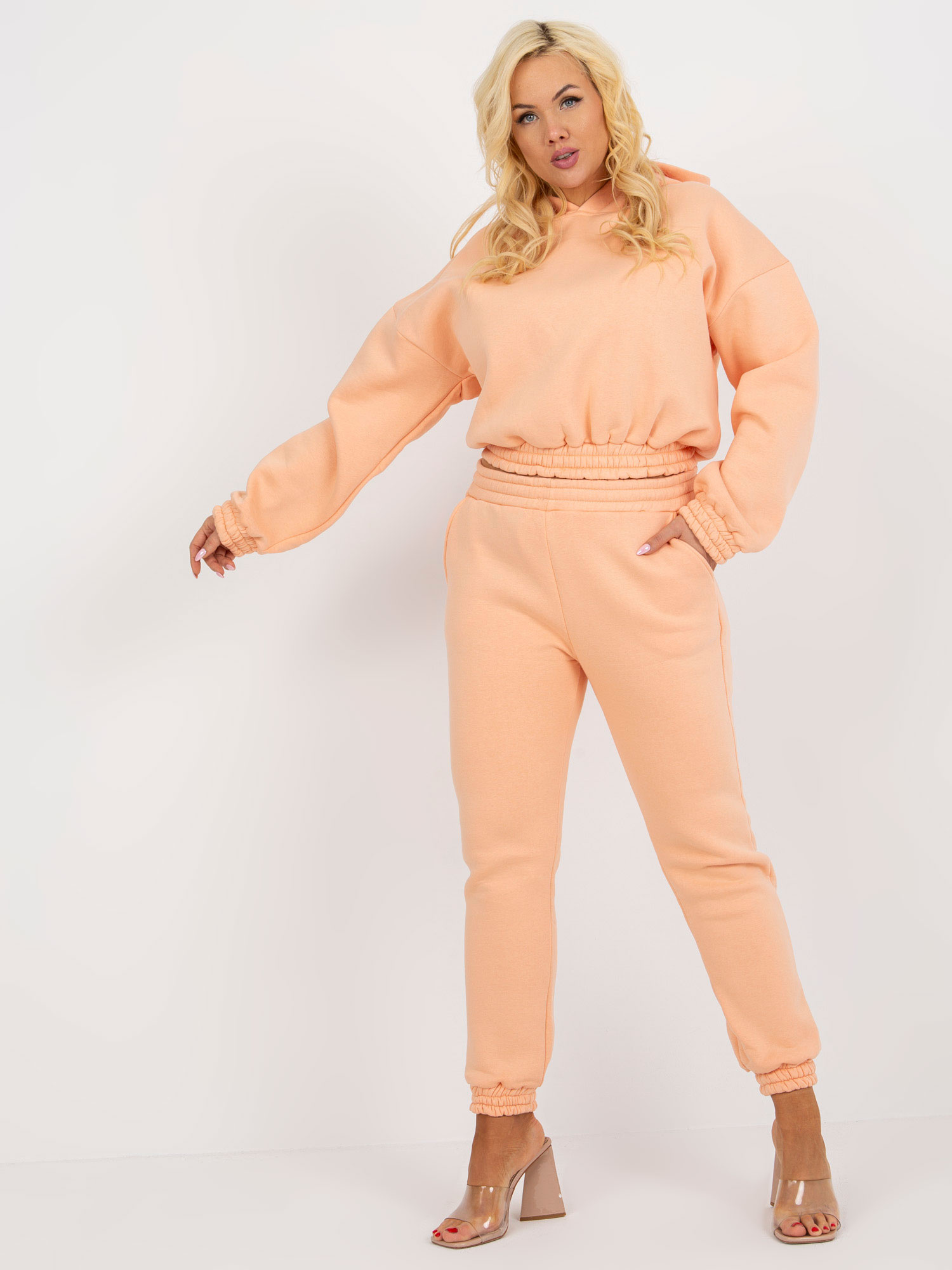 Broskyňová tepláková súprava -EM-KMPL-AS-21-447.74-peach Veľkosť: L