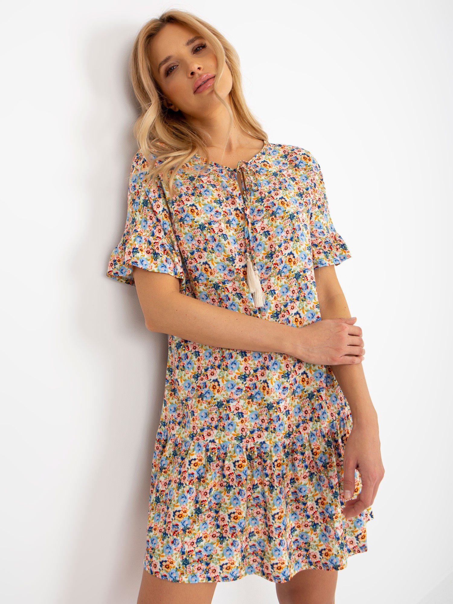 Ľahké šaty s kvetinovou potlačou -D73771M30306C-floral Veľkosť: L