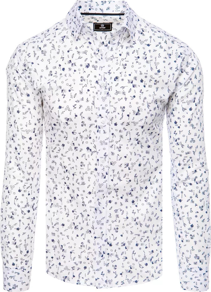 Biela vzorovaná pánska košeľa DX2435 Veľkosť: M