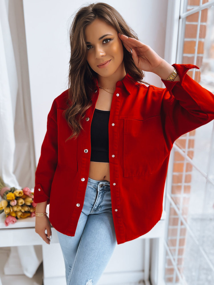 Červená dámska košeľová bunda CALIFORNICATION TY3524 Veľkosť: M