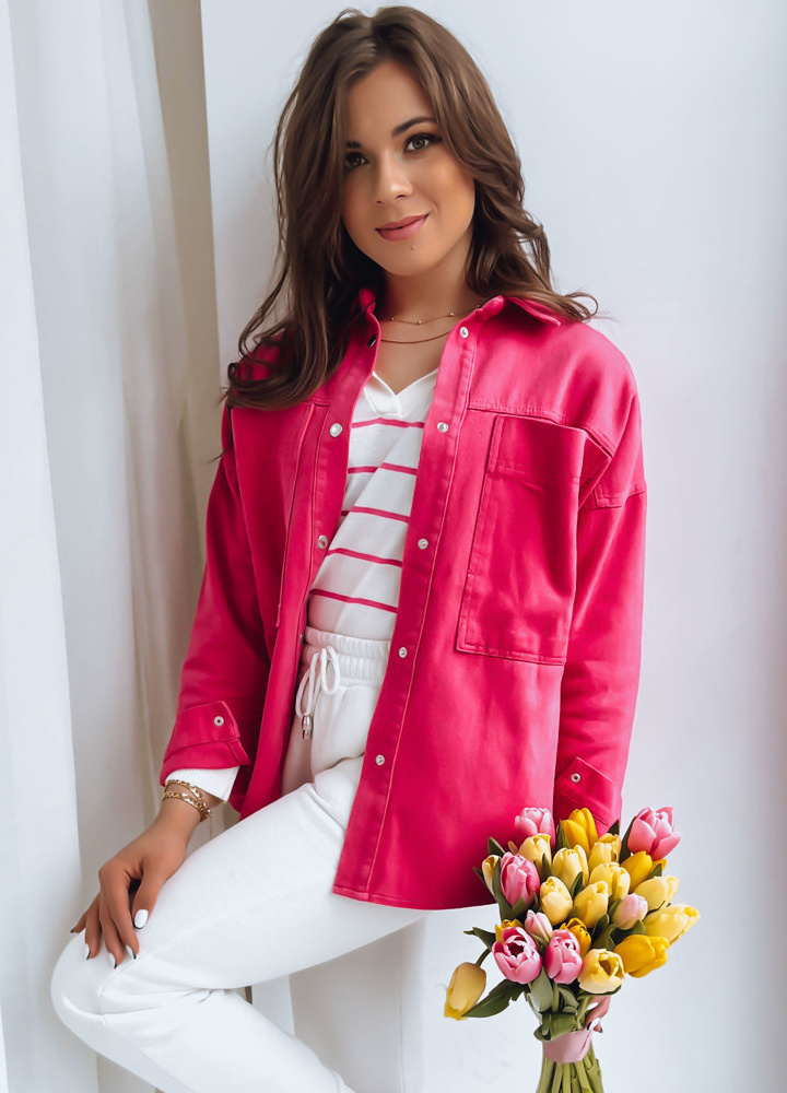 Fuchsiová dámska košeľová bunda CALIFORNICATION TY3525 Veľkosť: L