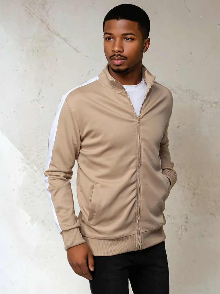 Svetlohnedá basic mikina na zips BX5564 Veľkosť: M