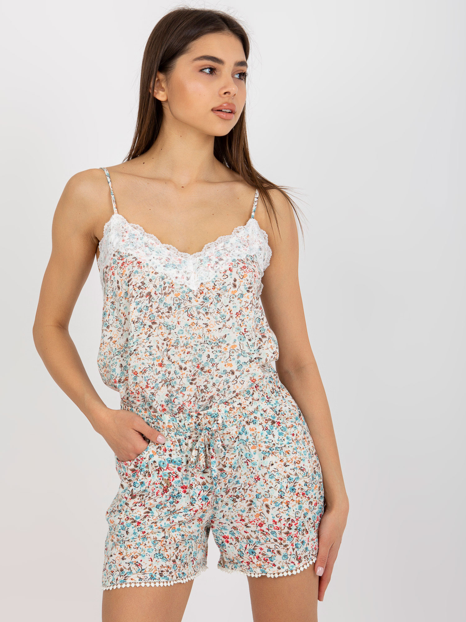 Viacfarebné vzorované letné šortky D73770M61531KG-mix color Veľkosť: S