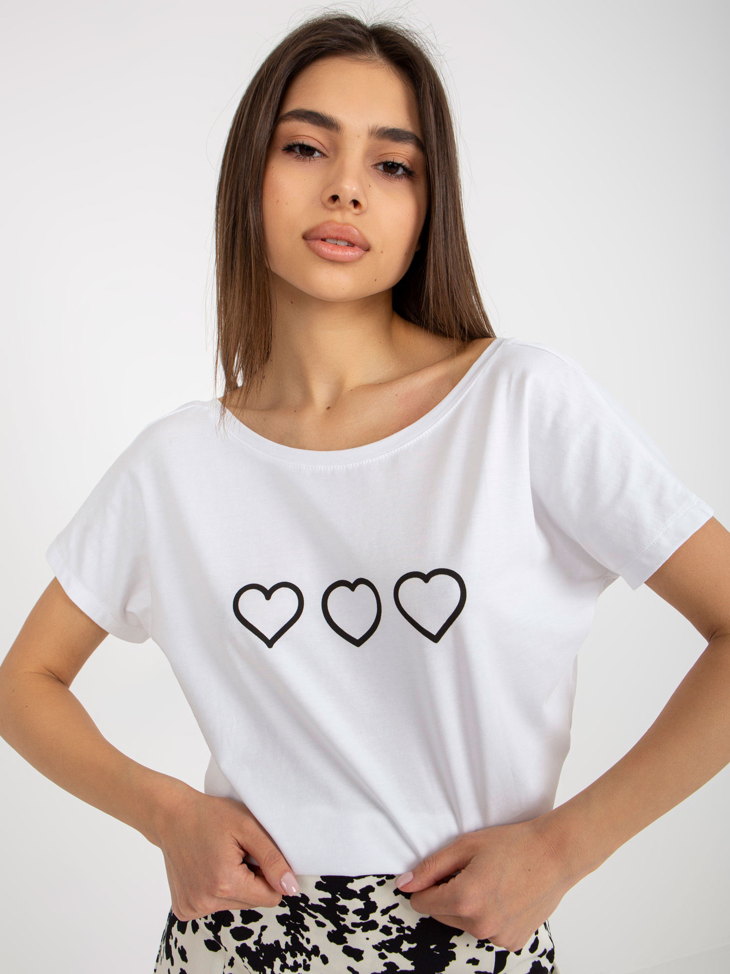 Dámske biele tričko SRDCE RV-TS-5650.07P-white Veľkosť: XL