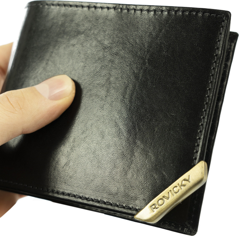 Rovicky Čierna peňaženka so zlatým detailom L154 N993-RVTM-GL-6576 Black+D.Brown Veľkosť: ONE SIZE
