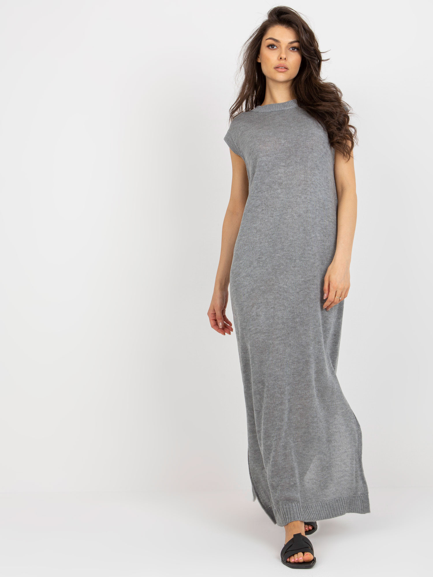 Sivé ľahké maxi šaty bez rukávov BA-SK-C1002.61P-grey Veľkosť: ONE SIZE
