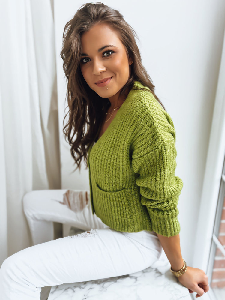 Svetlozelený dámsky sveter na gombíky SISTERS MY1960 Veľkosť: ONE SIZE