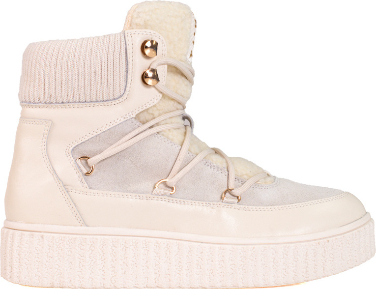 Dámske krémové kožené snehule Shelvt na platforme 280072W-QN-BE Veľkosť: 41