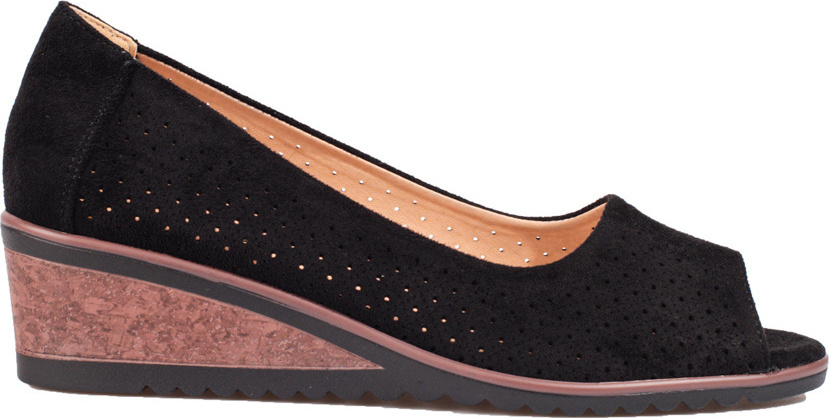 Dámske dierkované semišové lodičky na kline Potocki - Čierna 23-12063B Veľkosť: 37