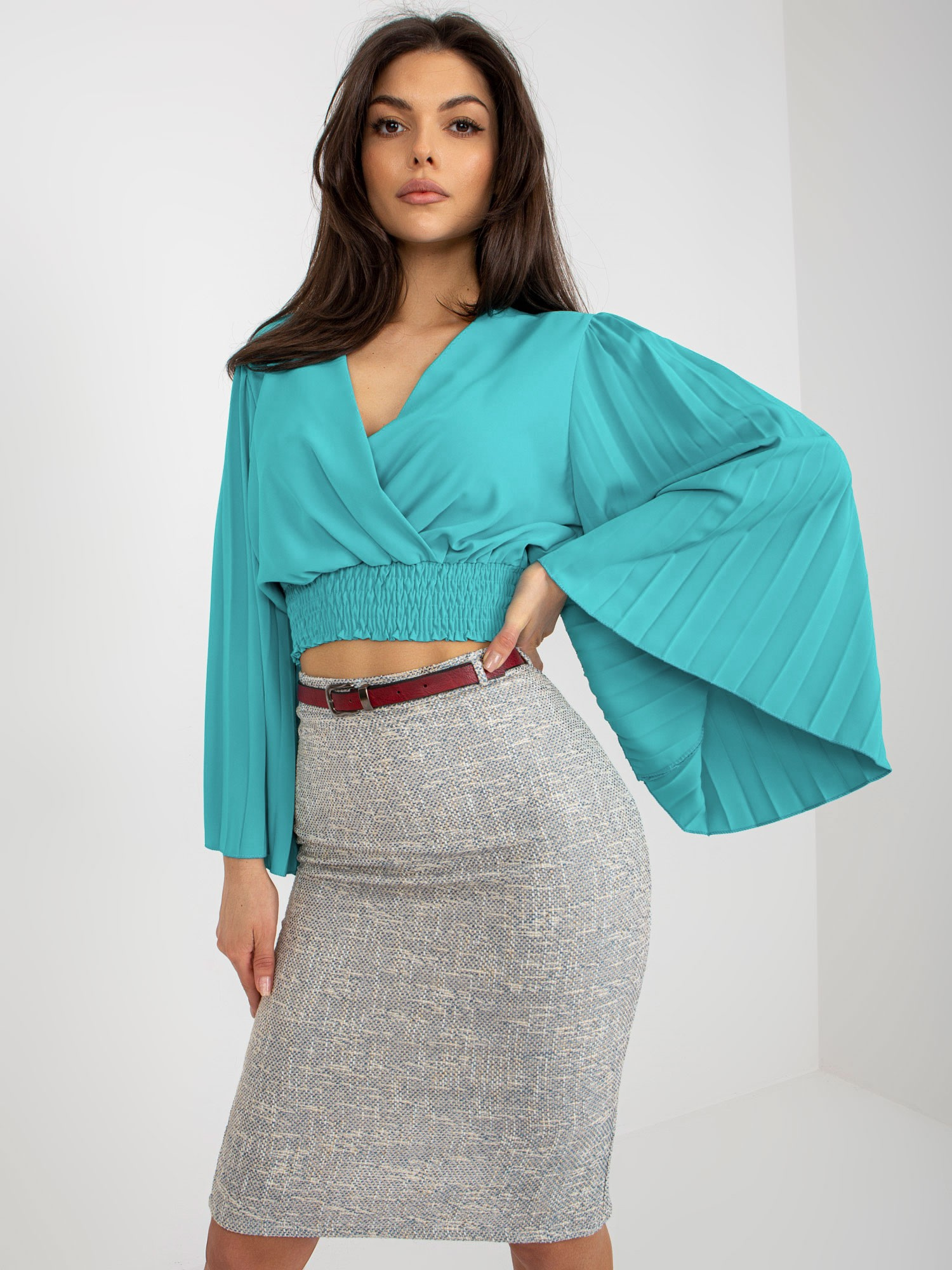 Šedá elegantná midi sukňa -LK-SD-506490.31- Veľkosť: 36