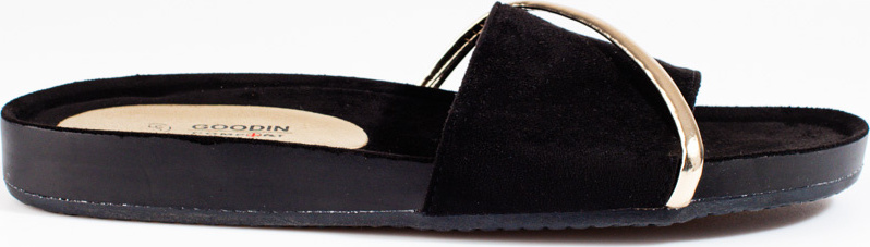 Čierne dámske šľapky so zlatým zdobením - Shelvt GD-YQ-103B Veľkosť: 36