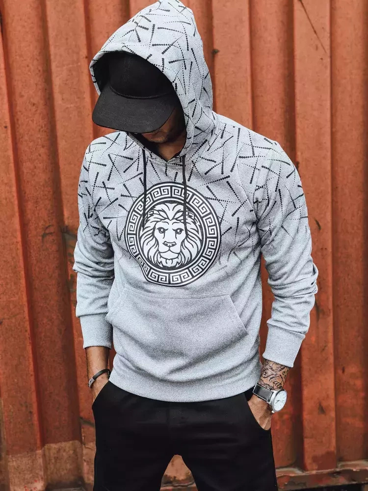 Sivá pánska mikina s potlačou BX5314 Veľkosť: 2XL