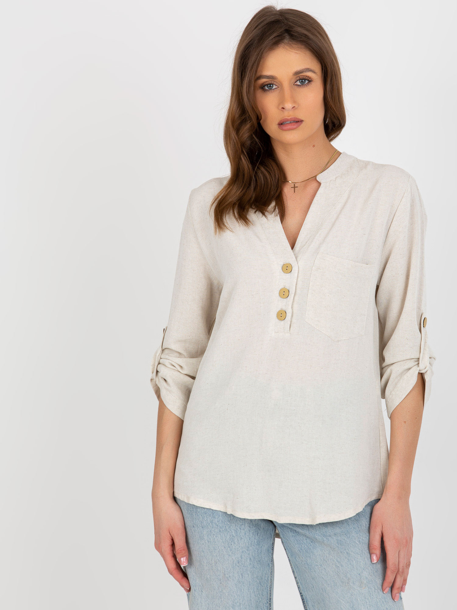 Svetlobéžová košeľa s gombíkmi -WN-KS-VE51.30X-beige Veľkosť: S