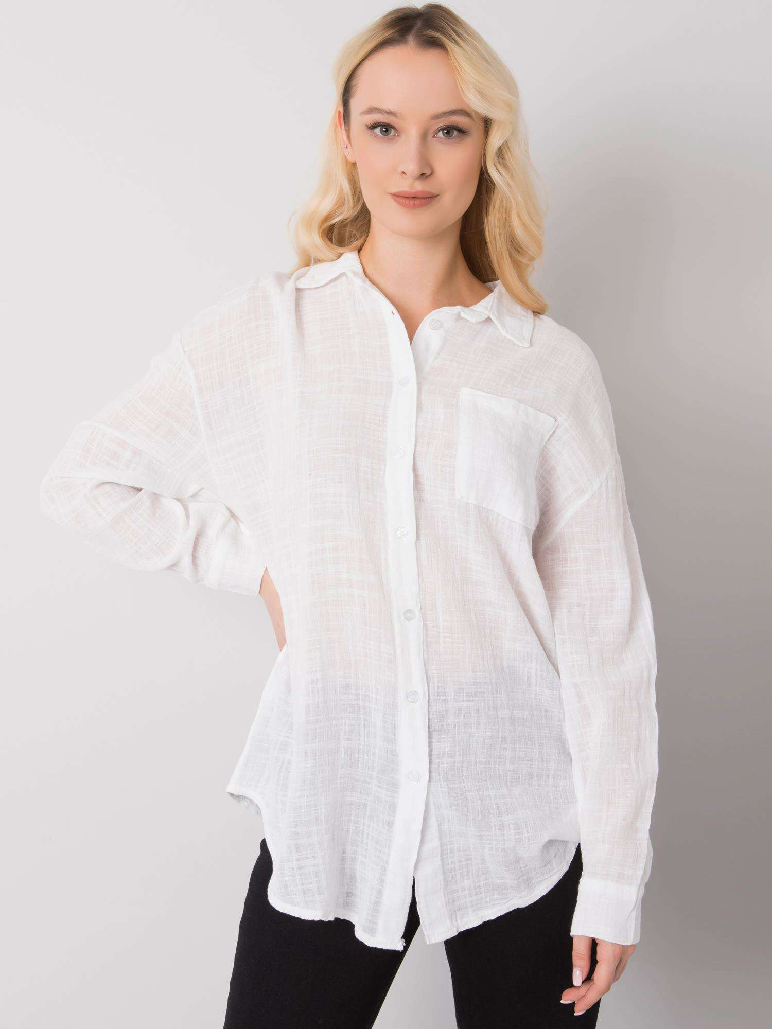 Biela dámska oversize košeľa TW-KS-BI-26698.50-white Veľkosť: S