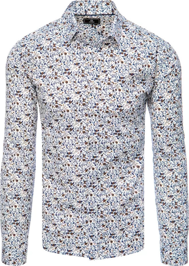 Biela vzorovaná pánska košeľa DX2385 Veľkosť: M