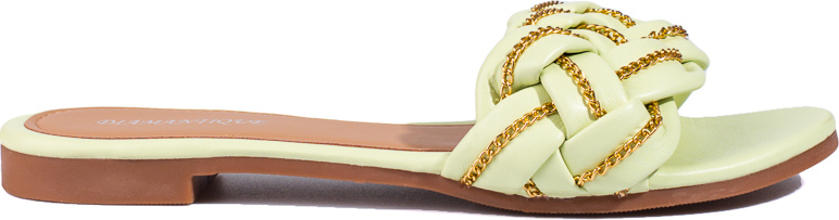 Limetkové dámske nazuváky s ozdobnou retiazkou HY23-31LT.GR Veľkosť: 38