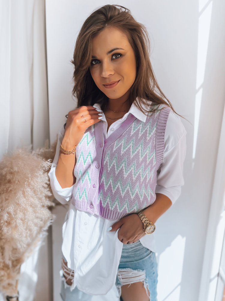 Fialovo-zelená svetrová vesta LANI MY197 Veľkosť: ONE SIZE