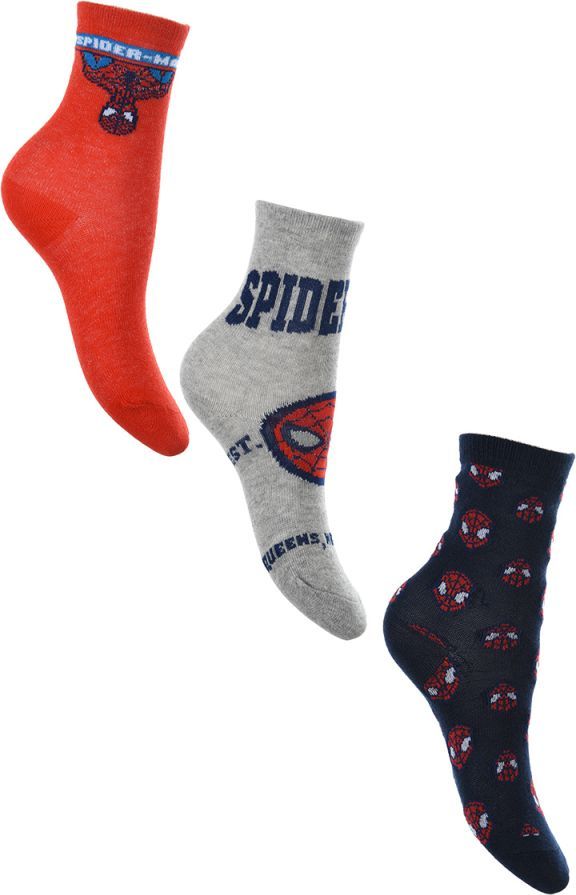 Červeno-sivo-modré trojbalenie chlapčenských ponožiek Marvel, Spider-Man Veľkosť: 23/26