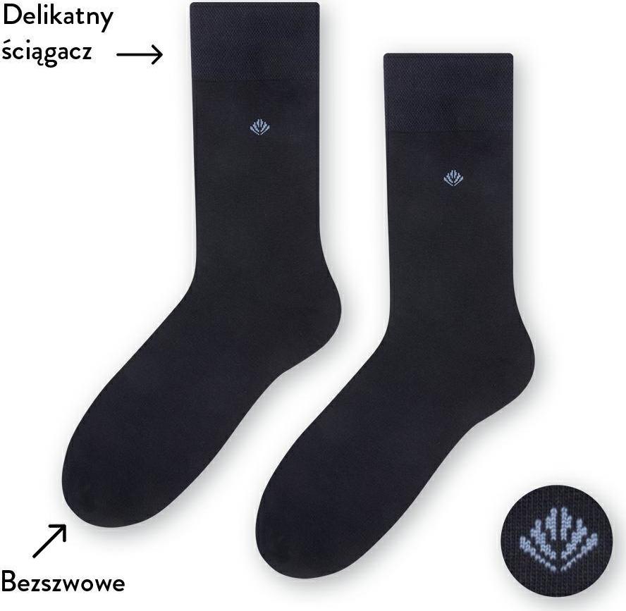 Tmavomodré pánske hladké ponožky Art. 056 H098, NAVY BLUE - PRESSURE FREE Veľkosť: 39/41