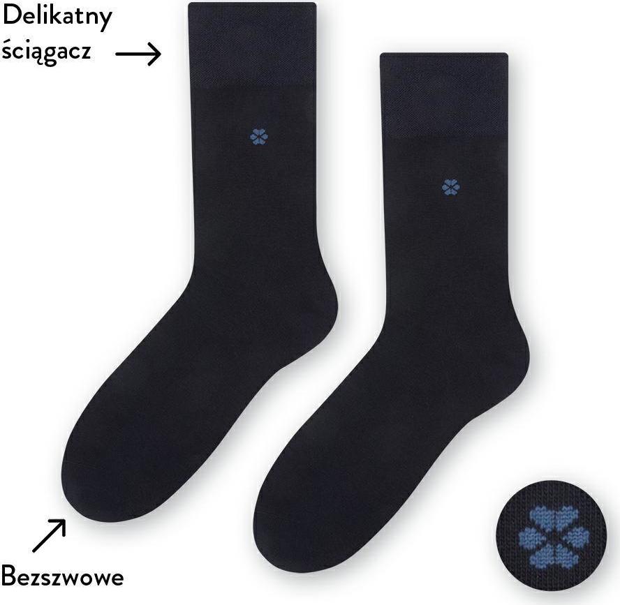 Tmavomodré pánske hladké ponožky Art. 056 H095, NAVY BLUE - PRESSURE FREE Veľkosť: 42/44