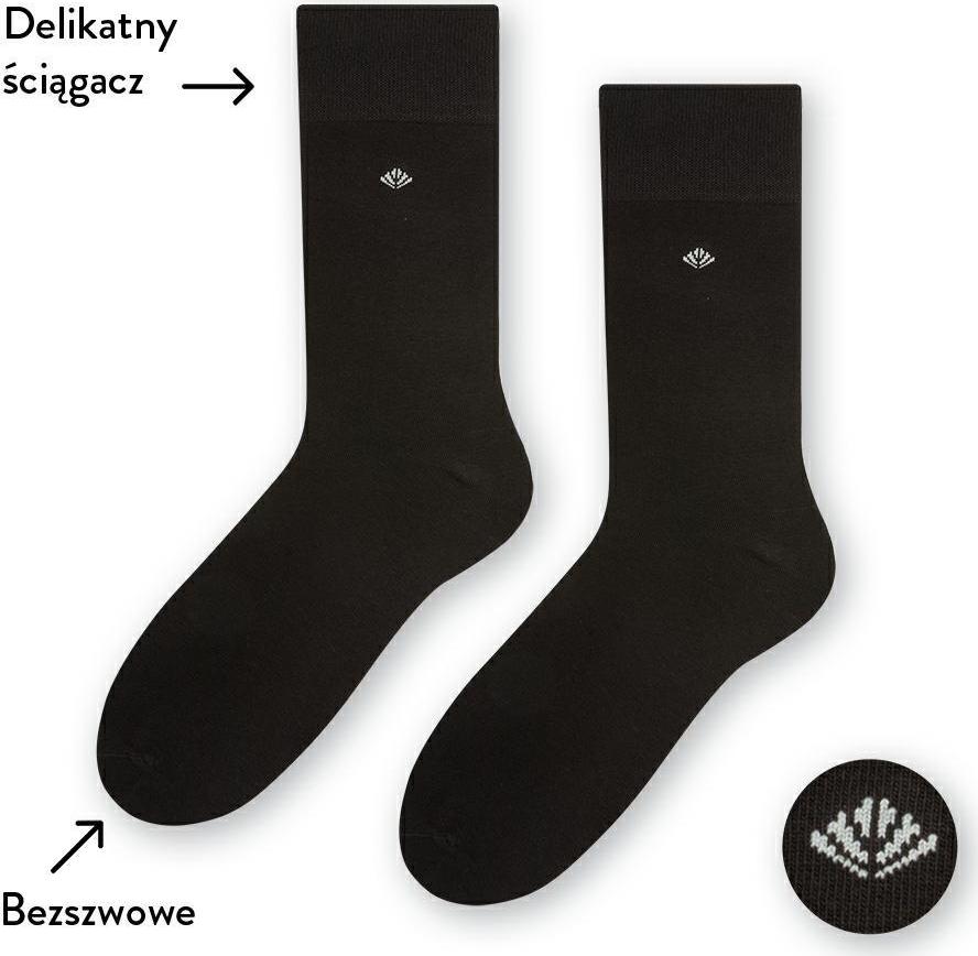 Čierne pánske bavlnené hladké ponožky Art. 056 H099, BLACK - PRESSURE FREE Veľkosť: 39/41