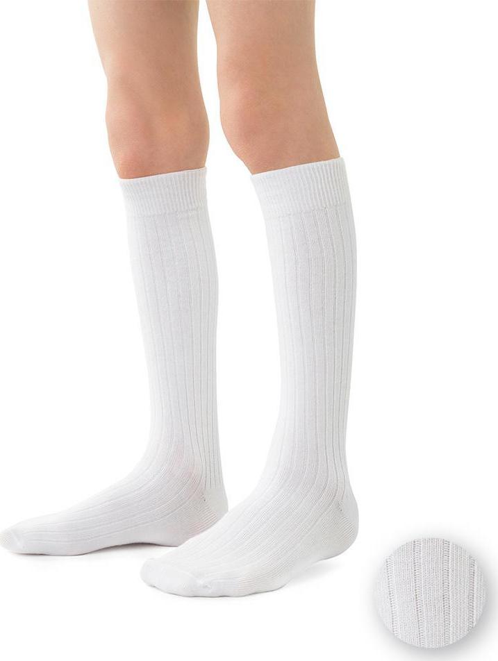 Podkolienky pre dievčatá Art. 072 YI010, WHITE - PRESSURE FREE Veľkosť: 29/31