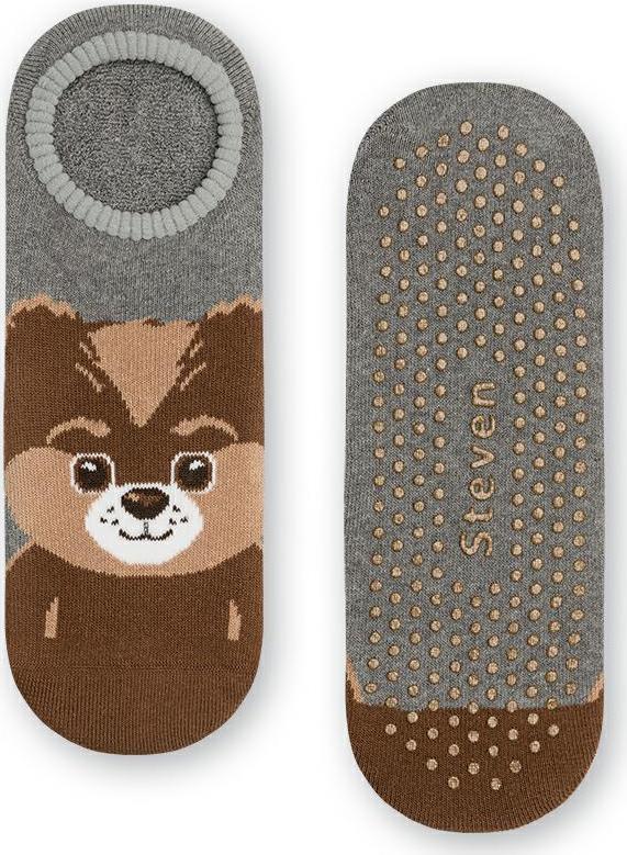 Sivé dámske ponožky s protišmykom - psík Art.132 ZF046, GRAY MELANGE Veľkosť: 35/37