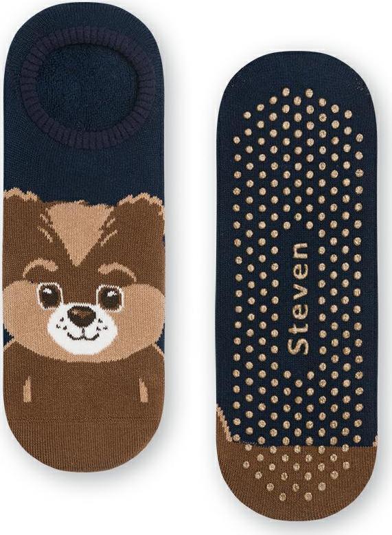 Tmavomodré dámske protišmykové ponožky - medvedík Art.132 ZF045, NAVY BLUE Veľkosť: 35/37