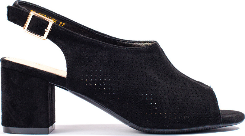 Dierované dámske čierne sandále na podpätku Shelovet 23-20003B Veľkosť: 36