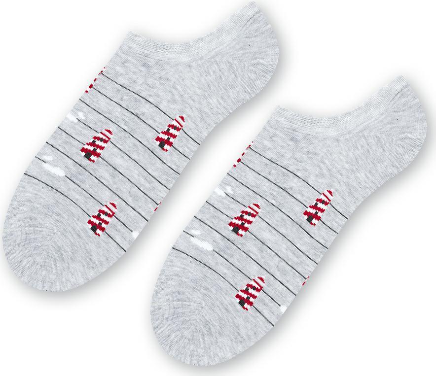 Svetlosivé unisex členkové ponožky so vzorom Art.117 YF003, LIGHT GARY MELANGE Veľkosť: 41/43