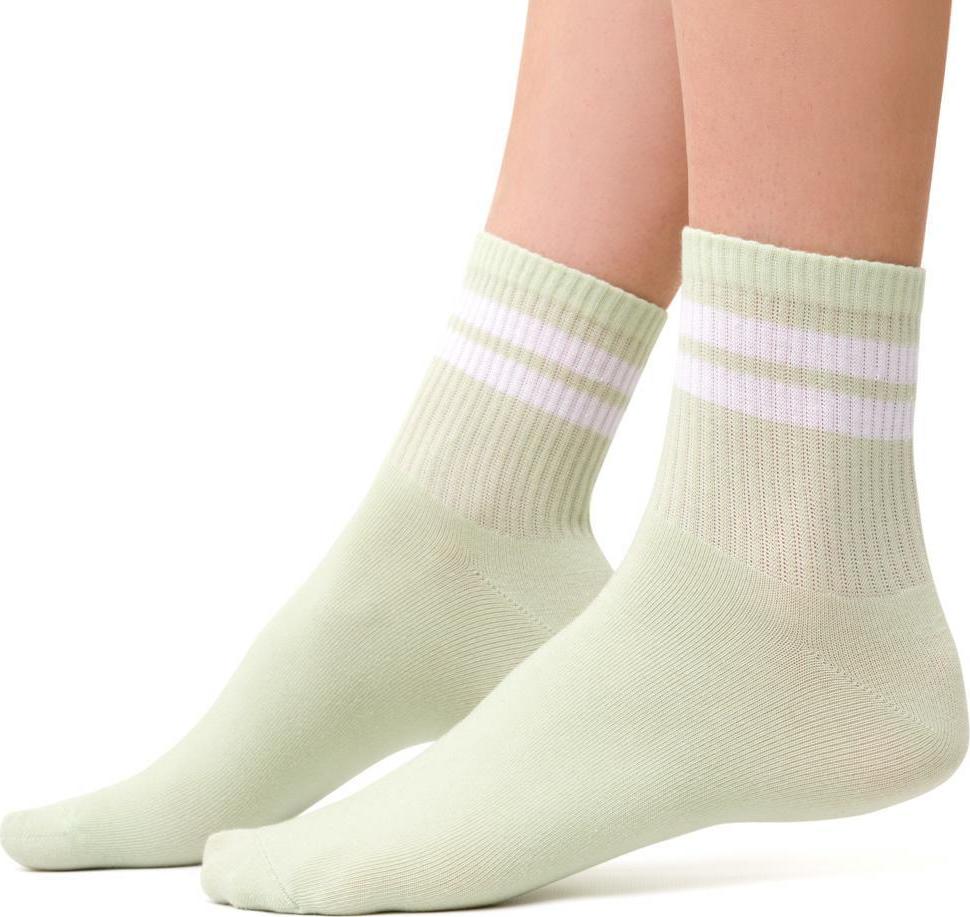 Olivové dámske ponožky s pruhmi Art. 026 NA184, OLIVE Veľkosť: 35/37